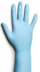 Obraz premium Photo Of Blue Protective Medical Glove On White Isolated Background