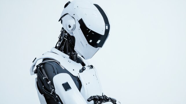 An engineer programming a robotic exoskeleton for medical rehabilitation, sleek interface and biomechanical sensors, futuristic clinical environment