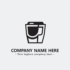 Cup illustration black and white for logo company vector image
