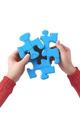 3D people carrying puzzle pieces