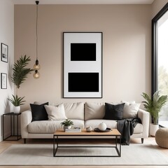 Modern Minimalist Living Room Interior Design Mockup