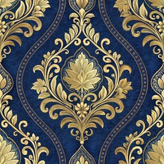 Elegant Floral Seamless Pattern Design Textile Art Luxurious Home Decor Vibrant Colors Close-Up View