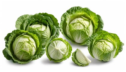 Fototapeta premium Fresh Green Cabbages Isolated on White Background