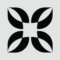 Abstract Leaf Symbol with Floral and Nature Elements