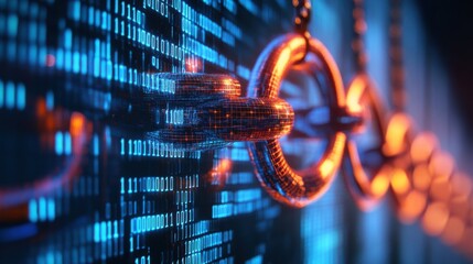 Blockchain developer creating decentralized supply chain solutions, office with blockchain code and supply chain management displays, Digital-tech style