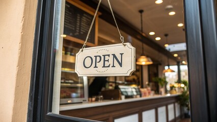 Obraz premium Open Sign Cafe Business