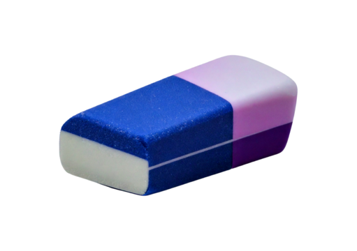 Rubber eraser for pen and pencil isolated on transparent or white background