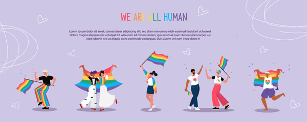 Fototapeta premium Inclusive Community Celebration: We Are All Human, vector illustration