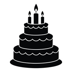 Birthday cake with candles on white background