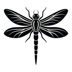 Dragonfly vector illustration with silhouette on white background featuring detailed wings and nature-inspired design.