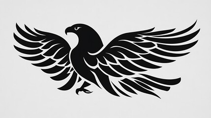 Obraz premium Black stylized eagle with wings spread.
