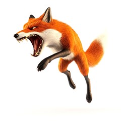 Obraz premium 3D logo fox leaping to attack with sharp teeth bared