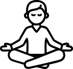 simple line drawing depicts person sitting cross legged in meditative pose, conveying sense of calm and relaxation. minimalist style emphasizes tranquility and focus