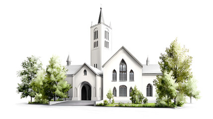 Fototapeta premium Historic cathedral architectural sketch urban landscape detailed artwork serene environment side view conceptual design