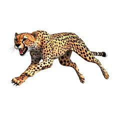 3D logo cheetah mid-leap attacking with claws