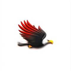 3D logo bald eagle diving with talons stretched