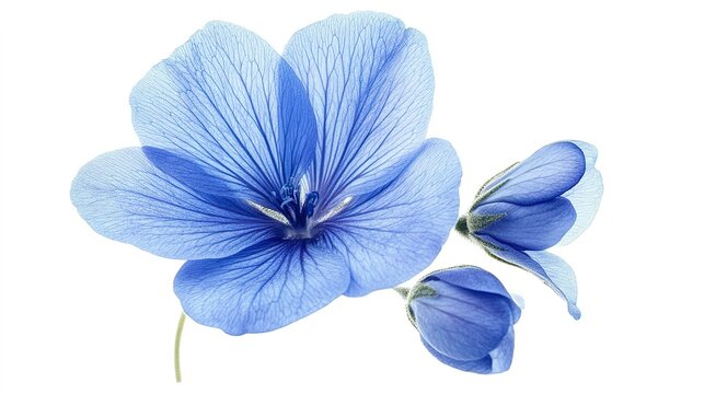 Beautiful Blue Flowers Blooming Against A Crisp White Background