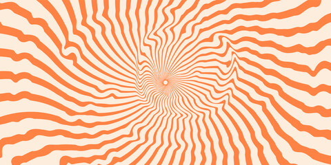 wavy spiral pattern with orange and cream tones, creating a psychedelic optical illusion effect with distorted, flowing lines.