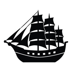 Voyage of the Silhouette: A majestic sailing ship cuts a striking silhouette against the horizon, its sails billowing in the wind, embodying the spirit of exploration and adventure.