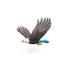 Obraz premium 3D logo bald eagle diving to grab prey
