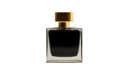  Luxury Matte Black Perfume Bottle with Gold Cap Transparent PNG