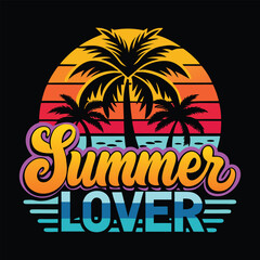 Fototapeta premium Summer Lover's Paradise: Embrace the vibrant essence of summer with this design, capturing the warmth of the sun, palm trees, and the feeling of relaxation and joy.