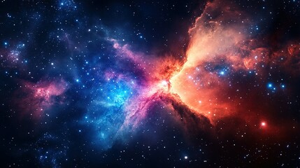 A vibrant colorful celestial nebula of stars and cosmic formations