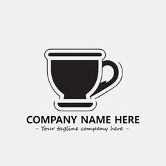 Cup illustration black and white for logo company vector image
