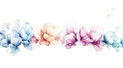 Captivating Watercolor Flowers on White Background Emanating Tranquility Inspiration and Romantic Charm Perfect for Design Applications