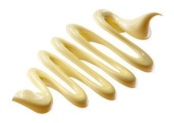 Mayonnaise sauce in the form of lines. Collection of wavy lines of mayonnaise sauce isolated on a transparent or white background