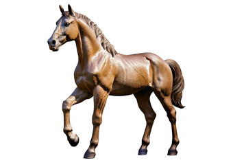 Elegant isolated horse sculpture front view artistic concept for visual impact, isolated on transparent or white background