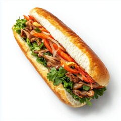 banmi sandwich with ham and vegetables