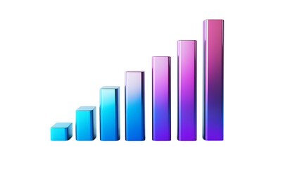 3D Metallic Bar Chart Icon on png