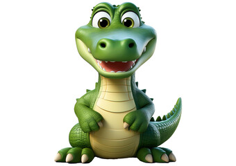 Fototapeta premium Cute crocodile 3d character isolated on a transparent or white background
