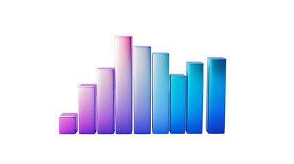 3D Metallic Bar Chart Icon on png