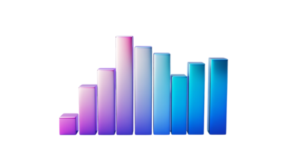 3D Metallic Bar Chart Icon on png