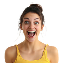 A Woman with a Surprised Expression Isolated on Transparent Background