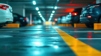 Underground Parking Garage at Night: A Glimpse into Urban Parking