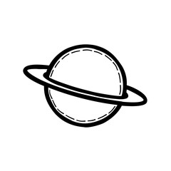 Vector Black Outline Icon Saturn Planet