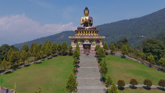 Rabong or Ravangla is a small town with an elevation of 8000 feet located, near Namchi City in the Namchi district of the Indian state of Sikkim. Namchi, Pelling and Gangtok. 4k Drone view.	