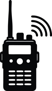 black walkie talkie transmitting signal clip art preview