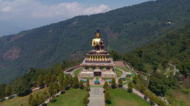 Rabong or Ravangla is a small town with an elevation of 8000 feet located, near Namchi City in the Namchi district of the Indian state of Sikkim. Namchi, Pelling and Gangtok. 4k Drone view.	