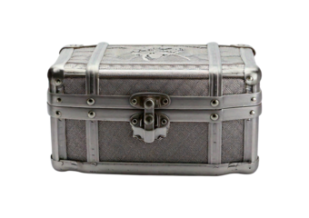 Vintage Silver Metal Box with Clasps isolated on transparent or white background