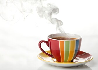 Steam Rising from a Cup of Hot Tea  Isolated on White