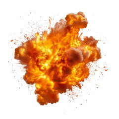 High Speed Fireball Explosion with Intense Flames Isolated on Transparent Background