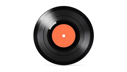 Fototapeta premium Black vinyl record with orange label.
