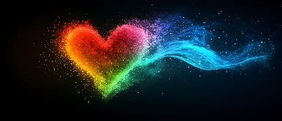 Rainbow heart sparkle trail.