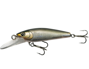 Silver fishing lure close-up