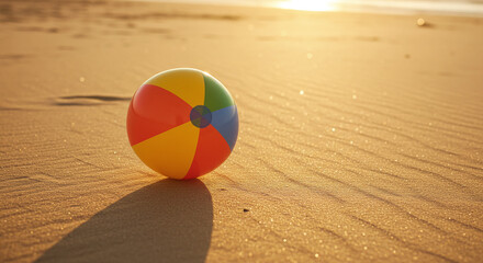 Obraz premium pelota de playa colorida en la arena 