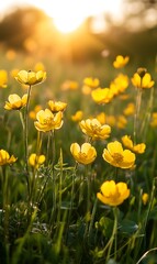 Fototapeta premium a field of yellow flowers
